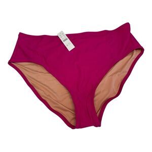 NWT J Crew Radiant Fuchsia High Rise Full Coverage Bikini Bottom Swimwear Sz XXL